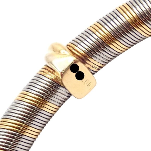 Authentic Vintage Cartier 18k Yellow Gold + Steel Bangle Trinity Bracelet - Picture 9 of 11